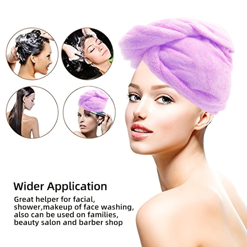 1pc Hair Towel with Button, Super Absorbent Hair Towel Wrap for Curly Hair, Fast Drying Hair Wraps for Women, Anti Frizz Microfiber Towel