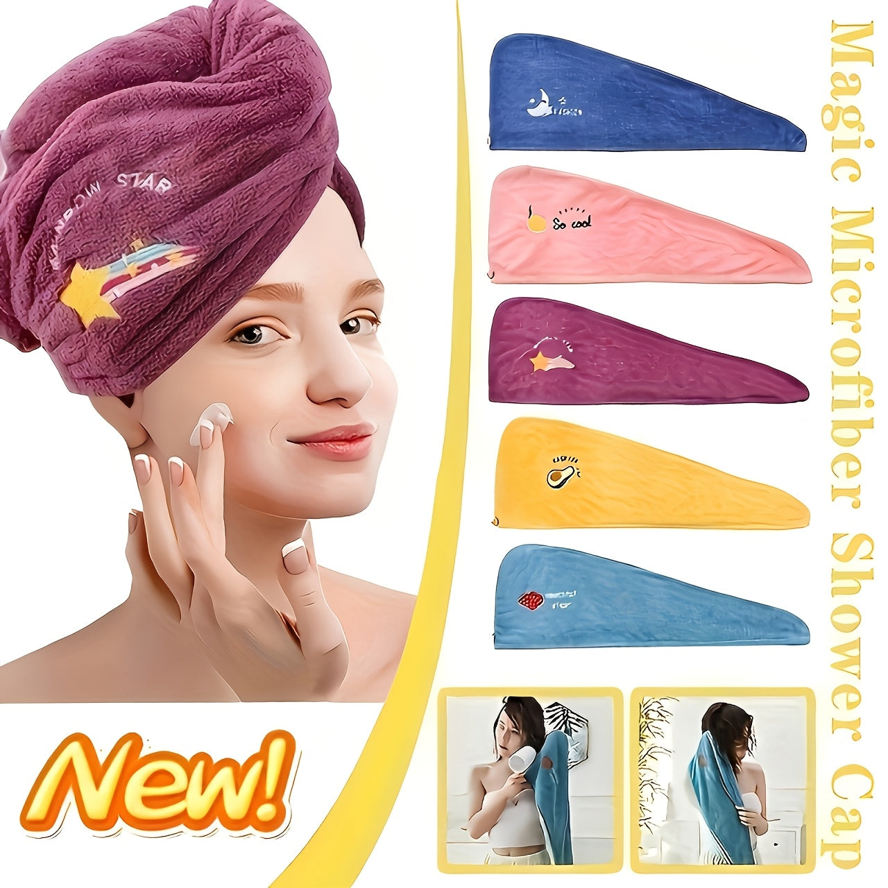 The Must-have Towel for Goddesses - a Soft Headscarf-style Towel with a Snap Fastening Device, Featuring Excellent Water Absorption Properties