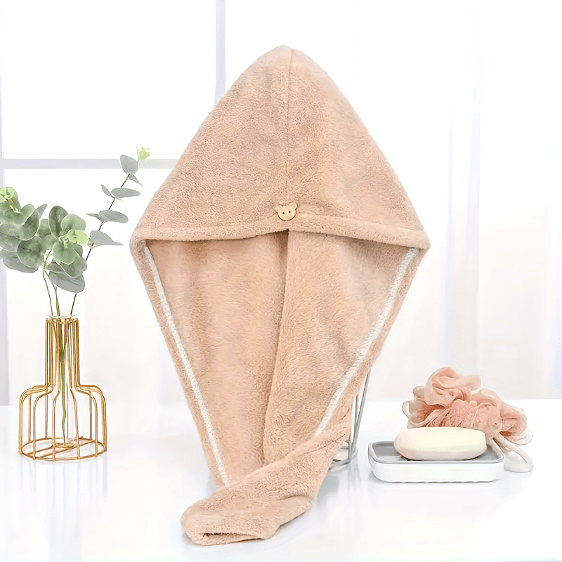 Soft Hair Drying Cap, Cute Solid Color Thickened Hair Towel for Bathroom, Water Absorbent Quick-Drying Shower Cap, Bathroom Supplies