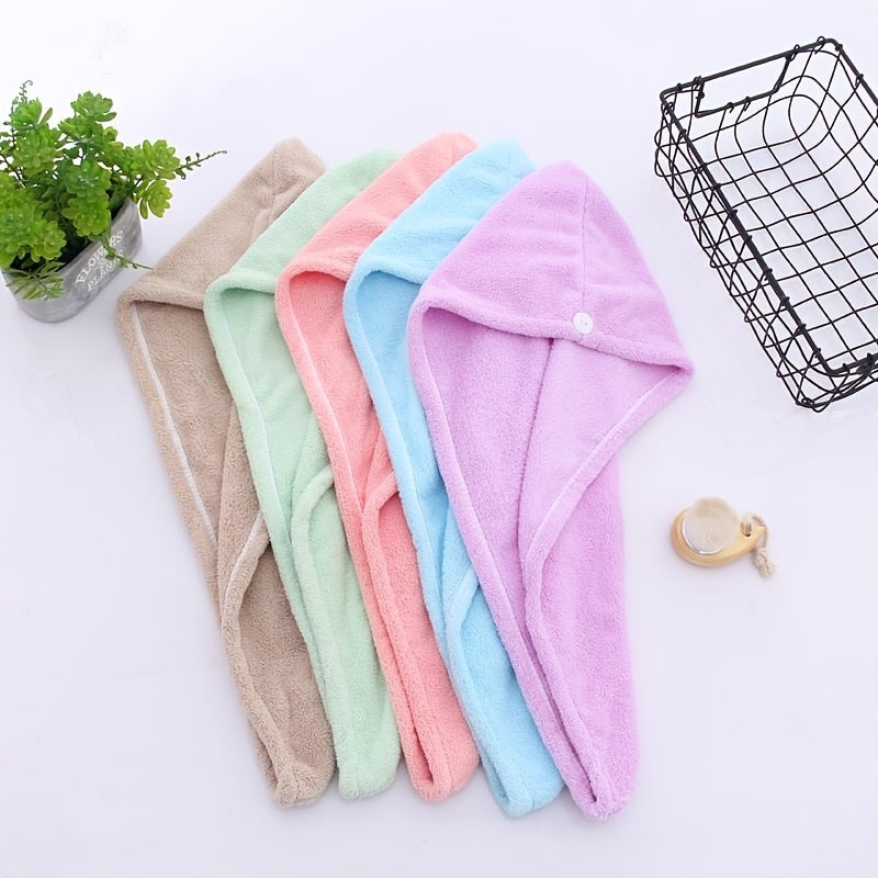 1pc Hair Towel with Button, Super Absorbent Hair Towel Wrap for Curly Hair, Fast Drying Hair Wraps for Women, Anti Frizz Microfiber Towel