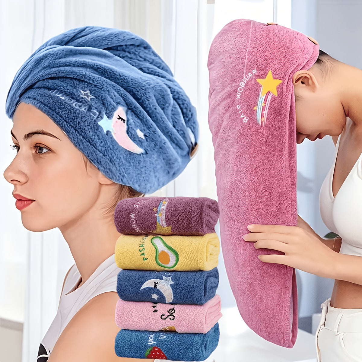 The Must-have Towel for Goddesses - a Soft Headscarf-style Towel with a Snap Fastening Device, Featuring Excellent Water Absorption Properties