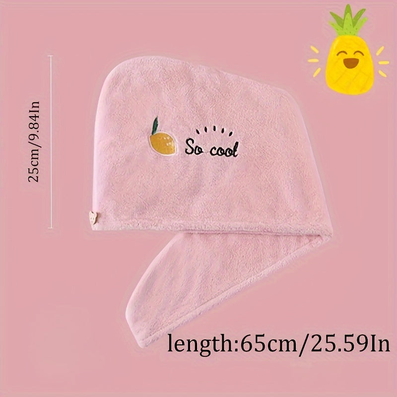1pc Women'S Super Absorbent Quick-Dry Hair Towel Cap with Cute Cartoon Embroidery Design - Lightweight, Fabric Coral Fleece, 240gsm, Perfect for Bathing and Hair Drying, Bathroom Accessories, Bath Accessories | Playful Design | Soft Coral Fleece